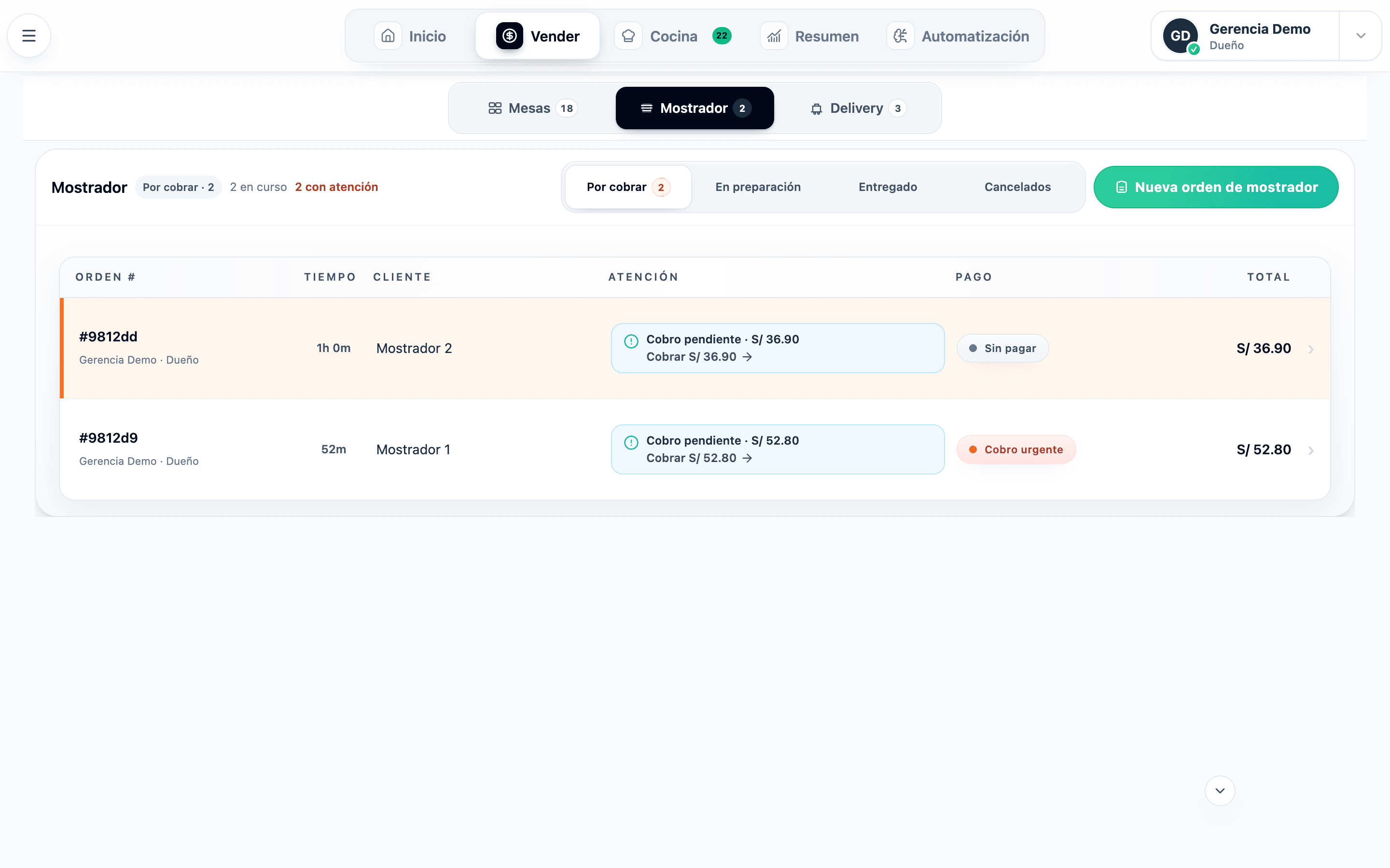 Mostrador y caja actuales de Pidelio